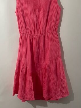 S’EDGE Hot Pink Sleeveless Crinkle Midi Dress